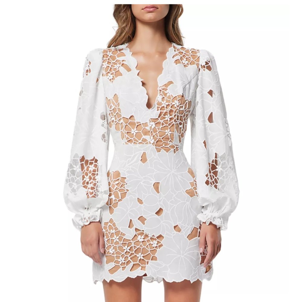 ELLIATT Lotusland Embroidered Lace Dress - White